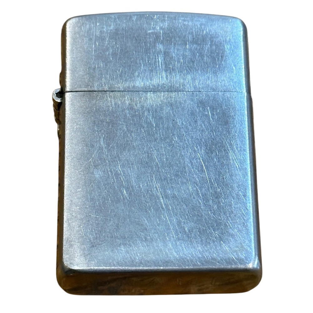 Vintage Austria Champ Silver Tone Lighter 2.25x1.5" Scratches Working